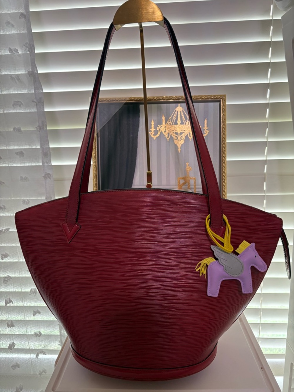 LOUIS Vuitton ❣Saint Jacques♥️ Red Epi Leather Tote-GUC W/free horse Charm& COA
